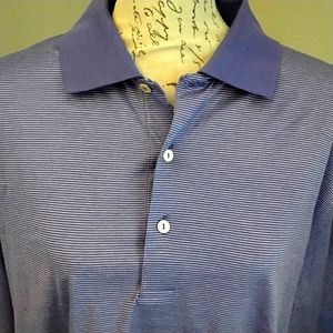 NWOT Peter Millar Purple & White Striped Polo - XL